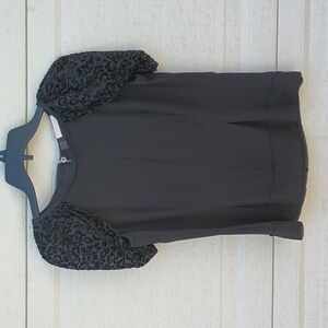 Nina Ricci Sax 5th Ave Black Velvet Rose Silk Top Blouse Shirt Italy 36 US Sz S